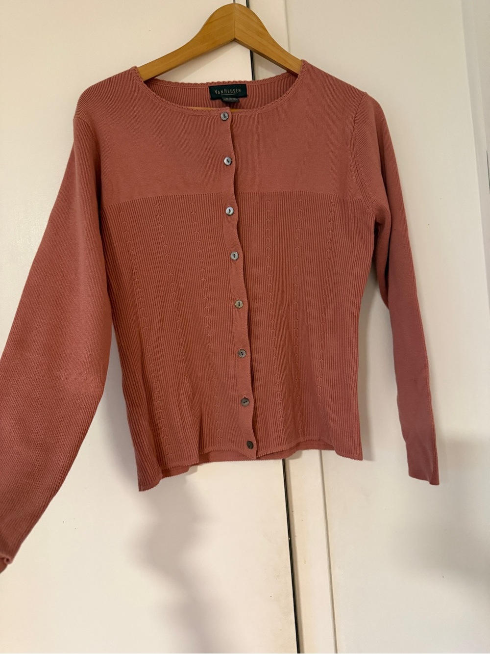 Van Heusen Women's Rose-Mauve Button Cardigan